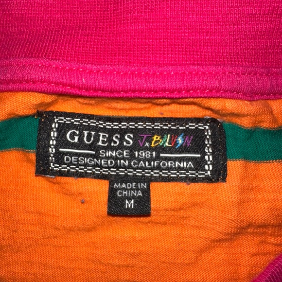 Guess Orange Striped T-Shirt rare jbalvin edition size m - Picture 5 of 5